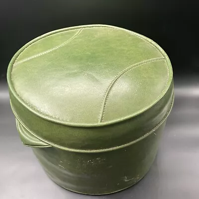 Vintage 1970s Funky Mid Century Green Baseball Vinyl Ottoman Foot Stool • $99.99