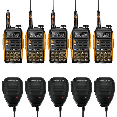 5x Baofeng GT-3 MKII V/UHF 2m/70cm Transceiver Ham Two-way Radio HT + 5xSpeaker • $152.99