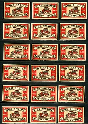 Fire Engine Matchbox Advertising Labels Made In England Lot Of 36 !! Pp68 • $0.73