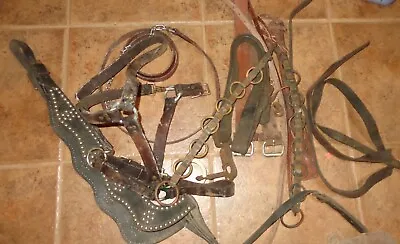 Mixed Lot Old Vintage Horse Tack Western Leather Breast Collar Bits Bridal Strap • $89.95