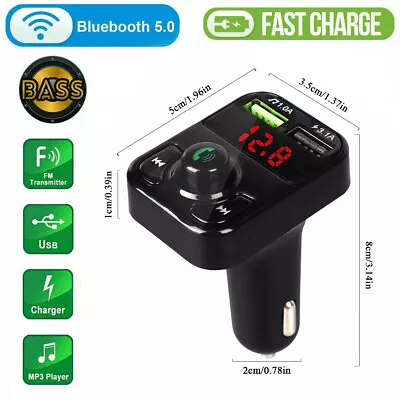 Car Wireless Bluetooth FM Transmitter MP3 Player USB Car Fast Charger Adapter US • $7.49