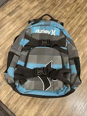 Hurley Honor Roll Skateboard Backpack School Book Bag Plaid Black Blue Canvas • $20