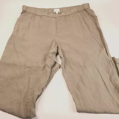J Jill Womens 100% Linen Pants 2X Cropped Elastic Waist Tan  • $22.50