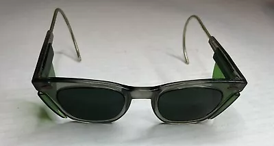 Vintage MSA Safety Glasses Green Tinted Side Guard 6 3/4 Steampunk • $27