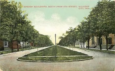 Michigan City Indiana~Wabash Boulevard~Houses From 6th Street South~1908 • $6