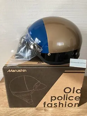 Marushin MP-110 U.S.A POLICE STYLE Half Motorcycle Helmet Gold/Blue MP1105 New • $90.17