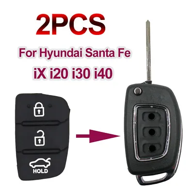 $6.30 • Buy Flip Key Replacement Rubber Keypad For Hyundai Santa Fe IX I20 I30 I40 2pcs