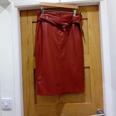 F&F Tan Faux Leather Pencil Skirt Size 14 • £1.99