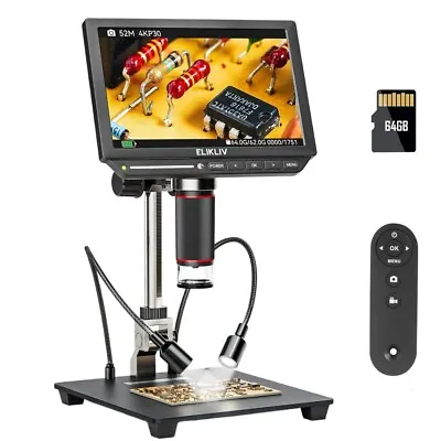 Elikliv 4K LCD Digital Microscope 8  Coin Microscope 2000X 52MP HDMI & USB Used • $149.99