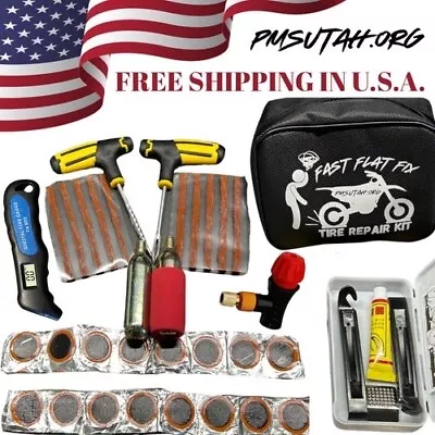 Trail ATV UTV Tire Repair Kit Tube Patch Plug CO2 Cartridge Inflator Polaris RZR • $22.45