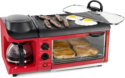 US 3-in-1 Multi-Function Breakfast Maker Toaster Oven Coffeemaker Griddle Family • $76.78