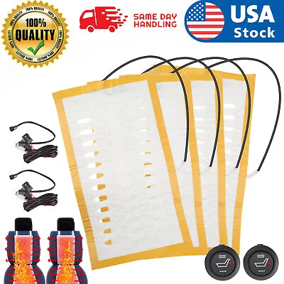 Universal Car Seat Heater 12V Carbon Fiber Heating Pad 3 Levels Round Switch • $28.49