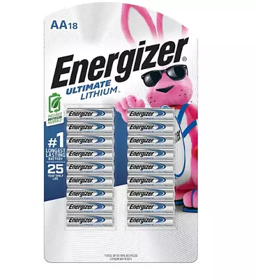 Energizer Ultimate Lithium AA 18-pack Batteries LONG EXPIRE DATES 20+YEARS • $33.50
