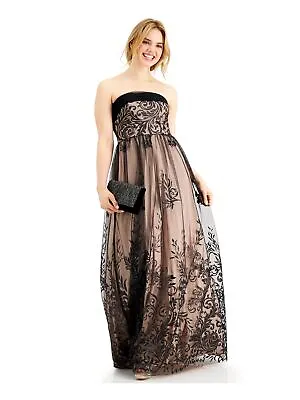 TEEZE ME Womens Lace Glitter Strapless Full-Length Prom Fit + Flare Dress • $12.99