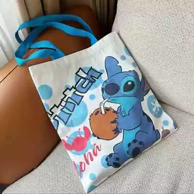 Lilo And Stitch - Stitch Drinking A Coconut Canvas Tote Bag NEW! • $20