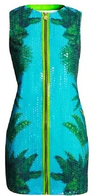 Versace H&m Rare Tropical Sequin Party Mini Tee Dress Uk 10 Eu 36 Us 6 Small New • $164.21