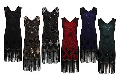 1920's Vintage Gatsby Party Flapper Dress - Sequin Tassel Fringe Cocktail Dress • £19.99