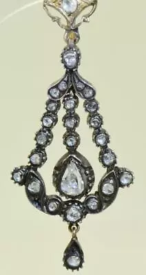 Antique Victorian Earrings Set 14ct Gold 3.5ct Rose Cut Diamond C1850's UNIQUE • $4028.62