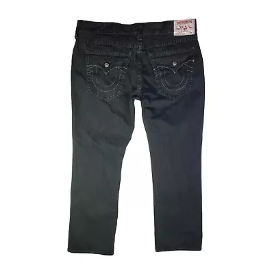 True Religion Size 42 Black Jeans Straight Button Flap Pockets • $40.49