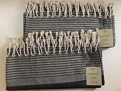 M&S Home X Fired Earth Pure Cotton Hammam Towel The Paris Collection Tassel X 2 • £24.99