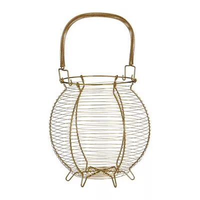 Hygge Gold Finish Modern Retro Egg Basket Spiral Metal Wire Style With Handle • £16.95