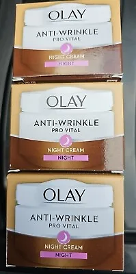 OLAY Anti Wrinkle Pro Vital Night Cream 50ml X 3 • £21.95