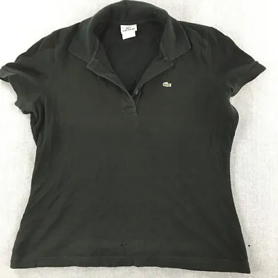 Lacoste Womens Polo Shirt Size M Black Logo Collared Short Sleeve Rugby • $10.48