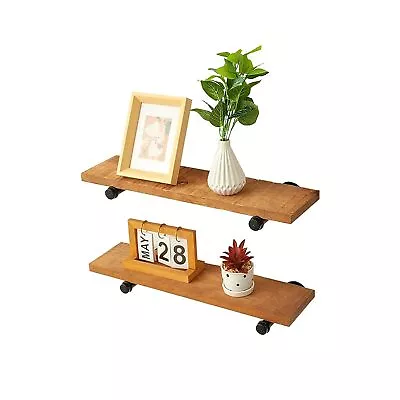 Coral Flower Reclaimed Wood Shelves With Black Industrial Pipe Brackets Set O • $38.89
