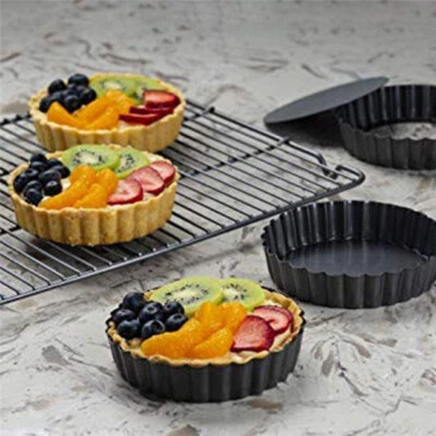 £5.46 • Buy Non Stick 4 Inch Quiche Pans Removable Bottom Mini Tart Pans Set Tart Tins Cases