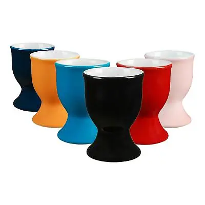 6x Coloured Ceramic Egg Cups Breakfast Hard Soft Boiled Egg Holder 5cm Multi • £9