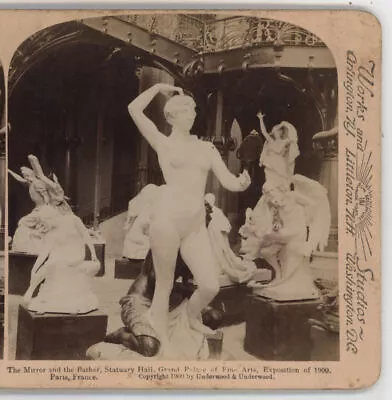 Mirror & Bather Statuary Hall Paris Exposition Underwood Stereoview C1900 • $20