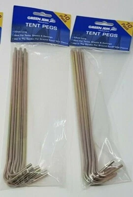 £9.95 • Buy 20 X Tent Pegs Heavy Duty Extra Long Metal Camping STAKES Ground Sheet Anchors