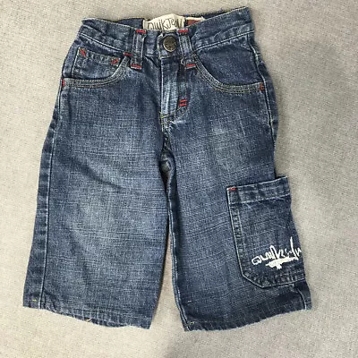 Vintage Quiksilver Baby Boys Denim Shorts Size 0 Blue Logo Jorts Y2K • $17.48