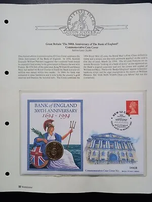 The 300th Anniversary Commemorative £2 Coin 1694-1994+ Stamps On First Day Cover • £6