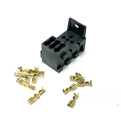 4/5 Pin Relay Base & 3 Way Fuse Holder Kit - Inc Terminals & Mounting Bracket • $8.70