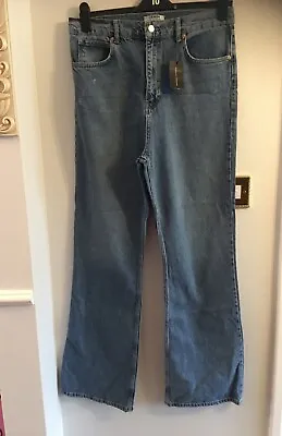 BNWT High Waist Flare Jeans Light Wash 70’s Distressed  Dorothy Perkins Size 16 • £11.99