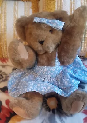 Vintage Vermont Teddy Bear 15 Inch Brownish Jointed Teddy Bear Summer Dressed • $14