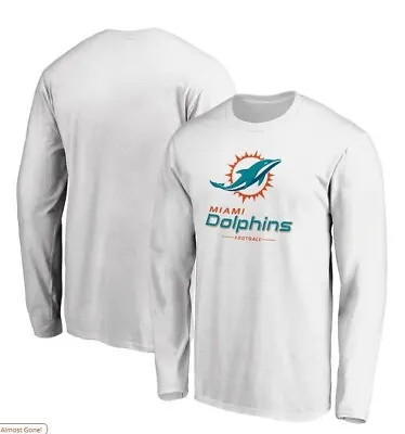 Miami Dolphins Fanatics Long Sleeve T-Shirt NEW Mens Small White Team Lockup • $22.99