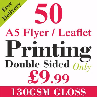 £9.99 • Buy A5 Flyers/Leaflets Printed Full Colour On 130gsm Gloss -  50 Double Side