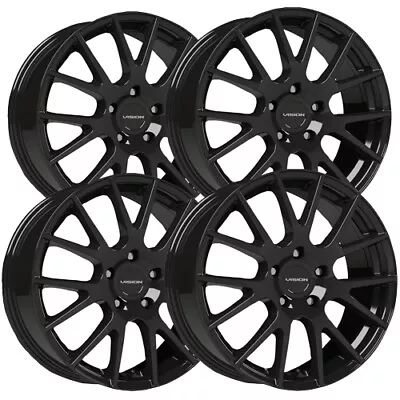 (Set-4) Vision 18 Hellion 15x6.5 4x4.5  +38mm Gloss Black Wheels Rims 15  Inch • $435.96