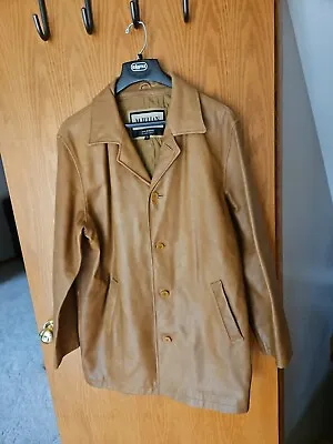 Vintage Wilsons Camel Brown Leather  Julian Car Coat L Button Close • $74.96