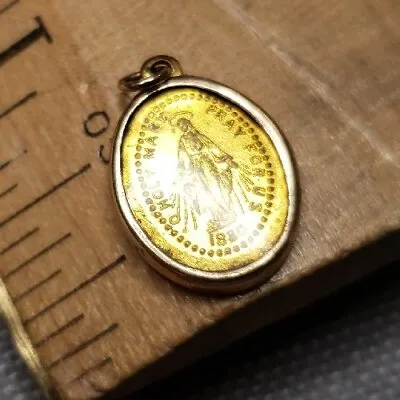 Vintage Antique Pendant Medal Miraculous Medal Gold Tone Christian H30 • $39.99