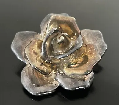 YAACOV HELLER  Sterling Silver Large Rose Pendant Brooch 3” X 2.5” • $295