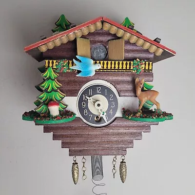 *FOR PARTS* Vintage German Alexander Taron Mini Wood Cuckoo Clock Wind-Up 6x5.5  • $18.17