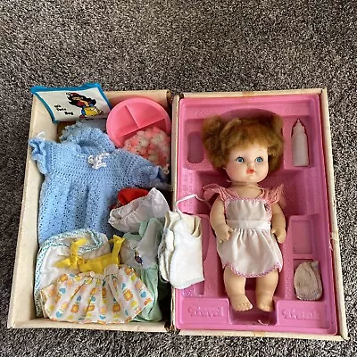 Vintage EG Eegee Goldberger LAYETTE BABY DOLL Travel Trunk Tote Bag Bottle Etc • $29