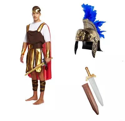 NEW Roman Centurion Gladiator Spartan Men's Fancy Dress Costume & Helmet & Sword • £24.95