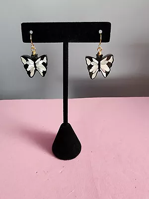 Lee Sands Mother Of Pearl DANGLE BUTTERFLY EARRINGS ~ Perfect Cond. • $19.95