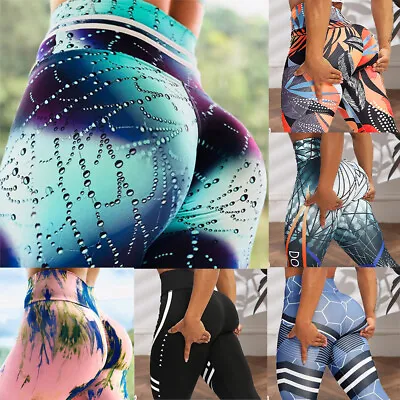 $16.91 • Buy Womens High Waist Printed Yoga Butt Lifter Leggings Workout Push Up Active Pants