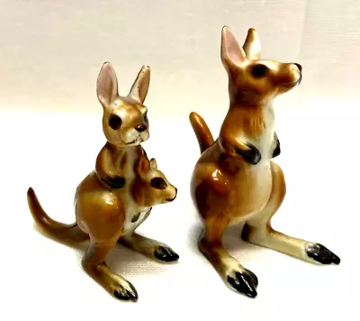 Vintage Pair Mini Miniature Kangaroos  Figurines  Japan 2  & 2.5  Buck Doe Joey • $9.99