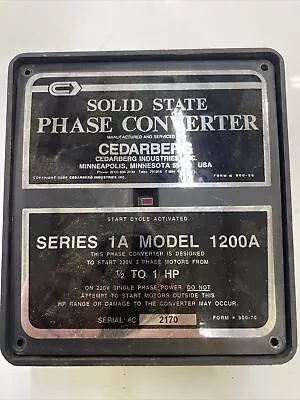 Cedarberg Solid State Phase Converter Model 1200A 1/2-1 HP • $30